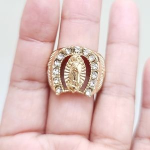 Shoe Horse with Guadalupe Men's ring. 14K Gold Plated. New